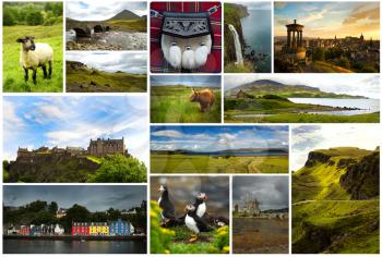 Collage of images from famous location in Scotland in  United Kingdom