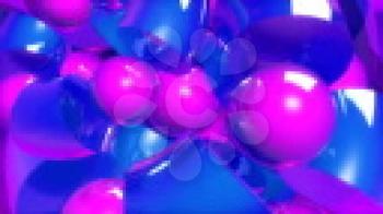 Royalty Free Video of Rotating Pink and Blue Balls and Cylinders