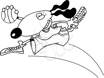 Royalty Free Clipart Image of a Dog Playing Basketball