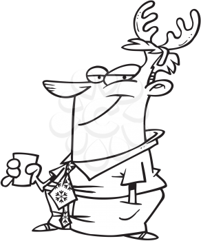 Royalty Free Clipart Image of a Man Wearing Antlers