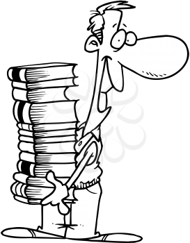 Royalty Free Clipart Image of a Man With a Stack of Books