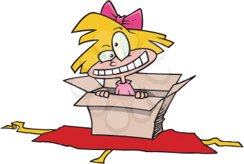 Royalty Free Clipart Image of a Girl in a Box