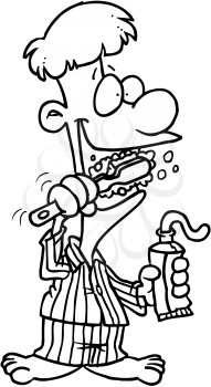 Royalty Free Clipart Image of a Boy Brushing His Teeth