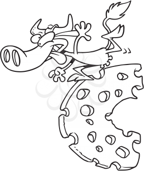 Royalty Free Clipart Image of a Cow on a Cheese C