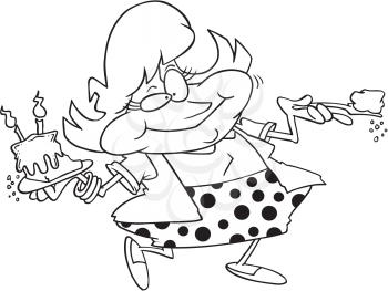 Royalty Free Clipart Image of a Woman With Cake