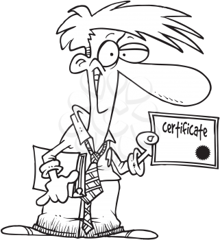 Royalty Free Clipart Image of a Man Holding a Certificate