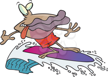 Royalty Free Clipart Image of a Clam Surfing