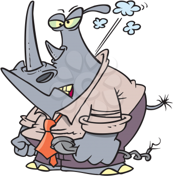 Royalty Free Clipart Image of an Angry Rhinoceros in a Suit