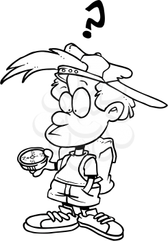 Royalty Free Clipart Image of a Boy Looking at a Compass