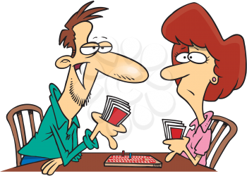 Royalty Free Clipart Image of a Couple Playing Cribbage
