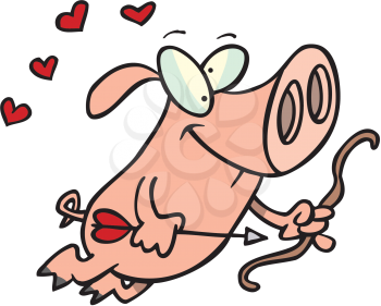 Royalty Free Clipart Image of a Cupid Pig