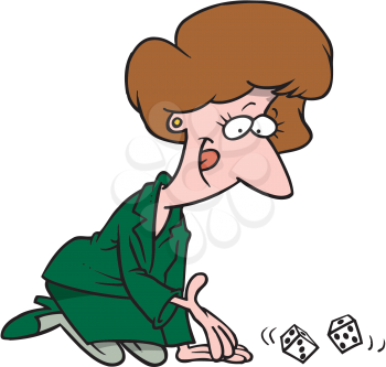 Royalty Free Clipart Image of a Woman Rolling Dice