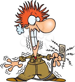 Royalty Free Clipart Image of a Man Being Electrocuted