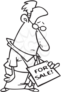 Royalty Free Clipart Image of a Man Wearing a For Sale Sign
