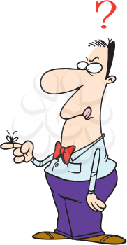 Royalty Free Clipart Image of a Man With a String Around His Finger