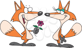Royalty Free Clipart Image of Foxes