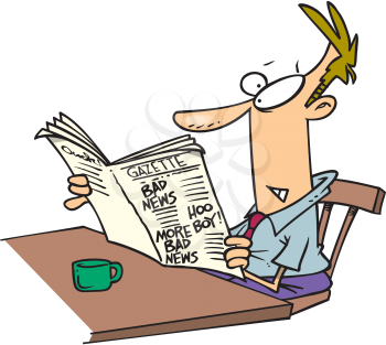 Royalty Free Clipart Image of a Man Reading a Newspaper