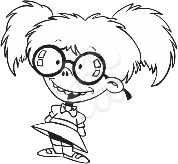 Royalty Free Clipart Image of a Little Girl With Big Eyeglasses