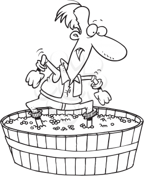 Royalty Free Clipart Image of a Man Stomping on Grapes