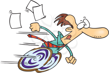 Royalty Free Clipart Image of a Man in a Hurry