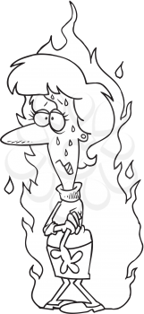 Royalty Free Clipart Image of a Woman in a Flame