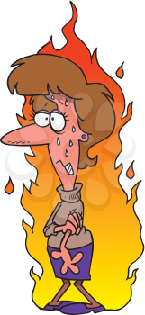 Royalty Free Clipart Image of a Woman in a Flame