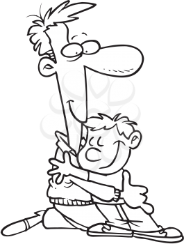 Royalty Free Clipart Image of a Child Hugging a Man