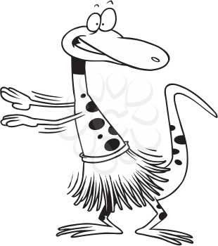 Royalty Free Clipart Image of a Gecko in a Grass Skirt