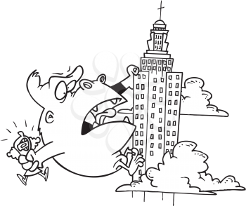 Royalty Free Clipart Image of King Kong on the Empire State Building