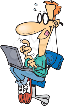 Royalty Free Clipart Image of a Man With a Laptop
