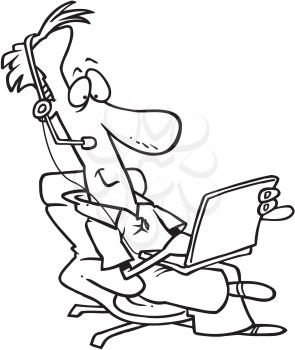 Royalty Free Clipart Image of a Man With a Laptop