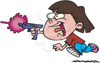 Royalty Free Clipart Image of a Girl With a Laser Gun