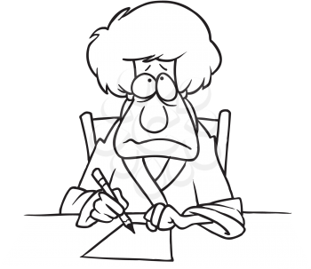 Royalty Free Clipart Image of a Woman Writing a Letter