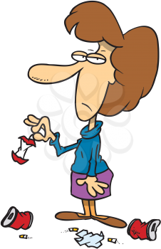 Royalty Free Clipart Image of a Woman With Garbage