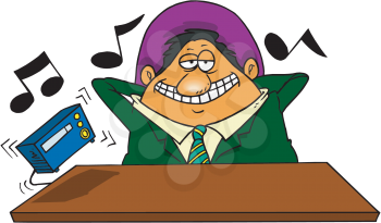 Royalty Free Clipart Image of a Man Listening to Loud Music