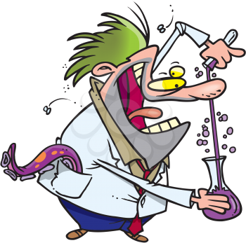 Royalty Free Clipart Image of a Mad Scientist