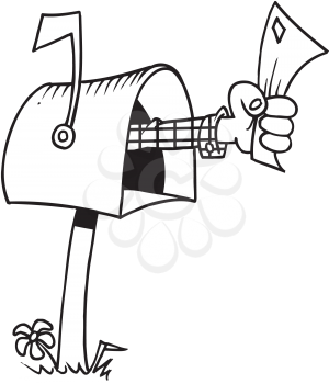 Royalty Free Clipart Image of a Mailbox With an Arm