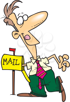 Royalty Free Clipart Image of a Man Checking for Mail