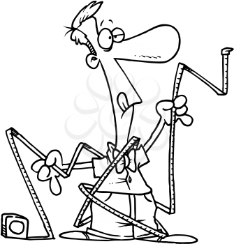 Royalty Free Clipart Image of a Man With Measuring Tape