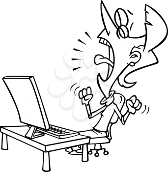 Royalty Free Clipart Image of a
Frustrated Woman with a Computer