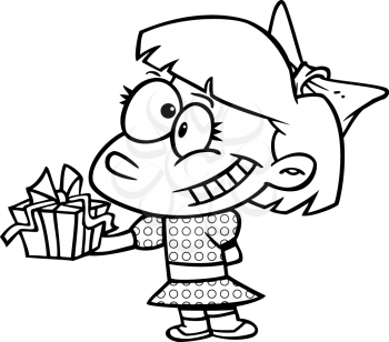 Royalty Free Clipart Image of a
Girl Holding a Present