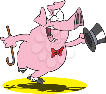 Royalty Free Clipart Image of a Dancing Pig