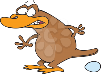 Royalty Free Clipart Image of a Platypus Laying an Egg