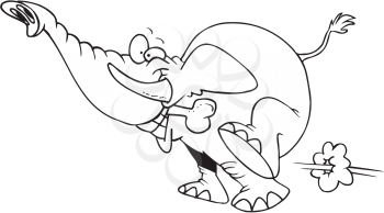 Royalty Free Clipart Image of a Running Elephant With a Bone