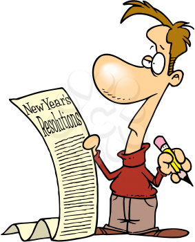 Royalty Free Clipart Image of a Man Making a List of New Year's Resolutions