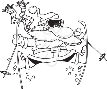 Royalty Free Clipart Image of Santa Skiing