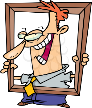 Royalty Free Clipart Image of a Man Holding a Frame