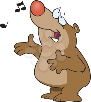 Royalty Free Clipart Image of a Singing Bear