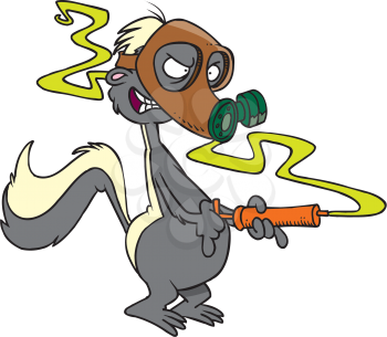 Royalty Free Clipart Image of a Skunk in a Gas Mask