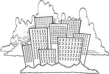 Royalty Free Clipart Image of Buildings